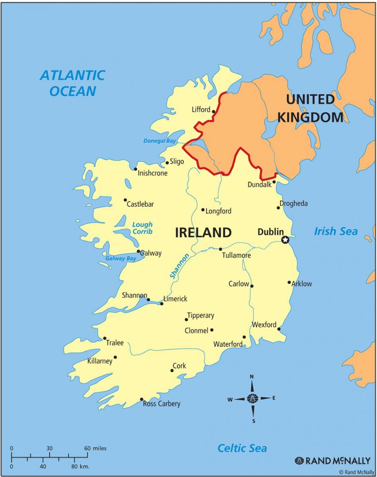 Mapa Irlandii i krajów graniczących